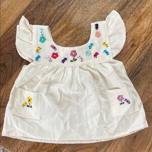 Floral Embroidered Cream Top